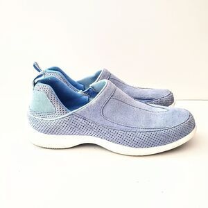 Land's End Baby Blue Suede Pull On Sneakers Size 8.5